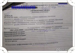 Бланк протокол узи молочных желез