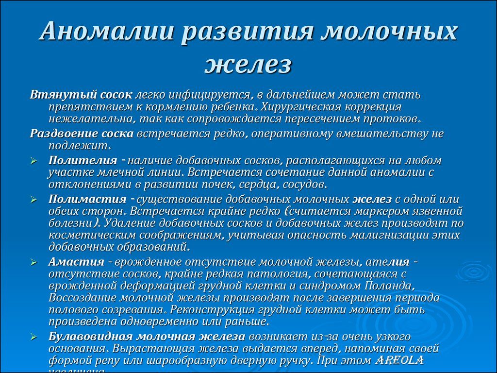 Патологии развития молочной железы