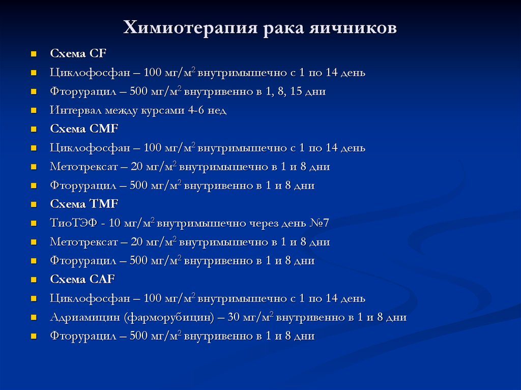 Химиотерапия при раке яичников