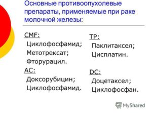 Противоопухолевые препараты при раке молочной железы